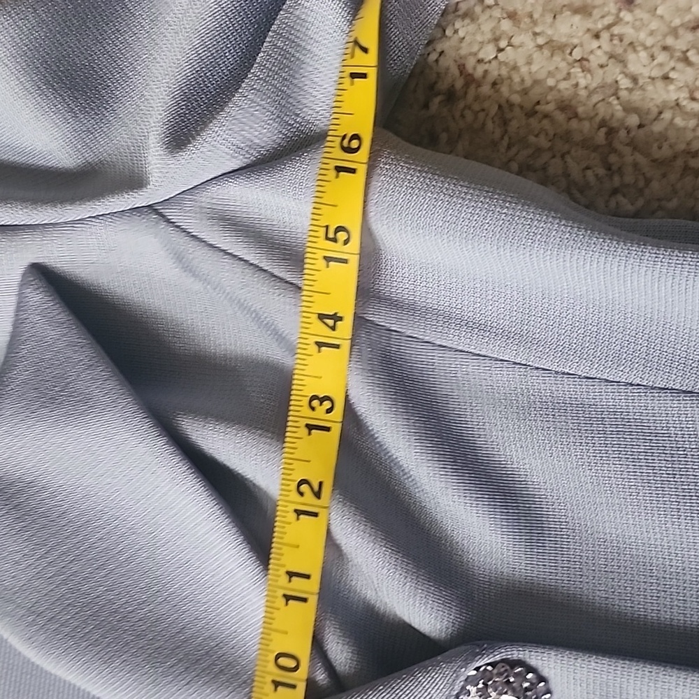 St. JOHN Blue Gray Rhinstone Button Peplom Jacket Coat Sz. 4 - Picture 7 of 10